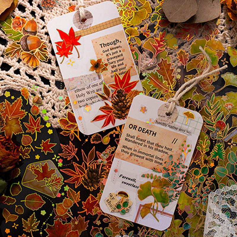 紅葉・銀杏・落葉のPETコラージュシール