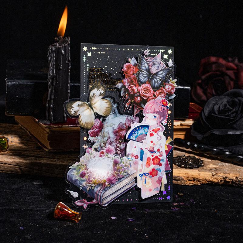 魔法・薔薇・猫のPETコラージュシール