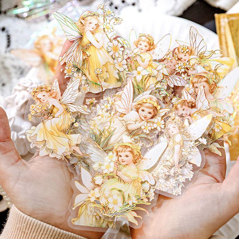 花・妖精のPETコラージュシール