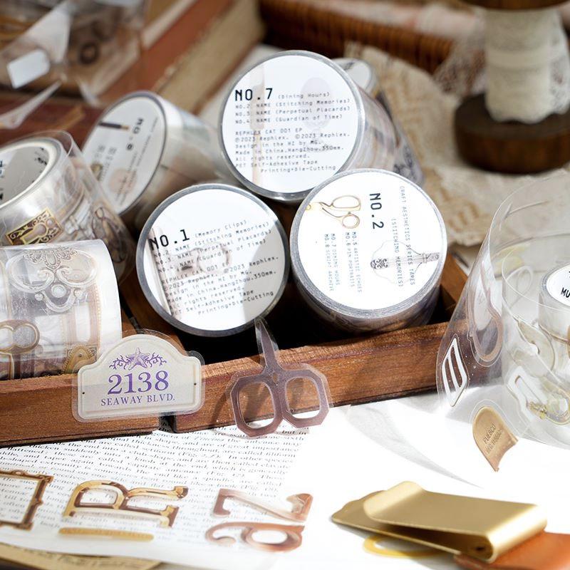 文房具・クリップ・鍵のカットライン入りPETロールシール