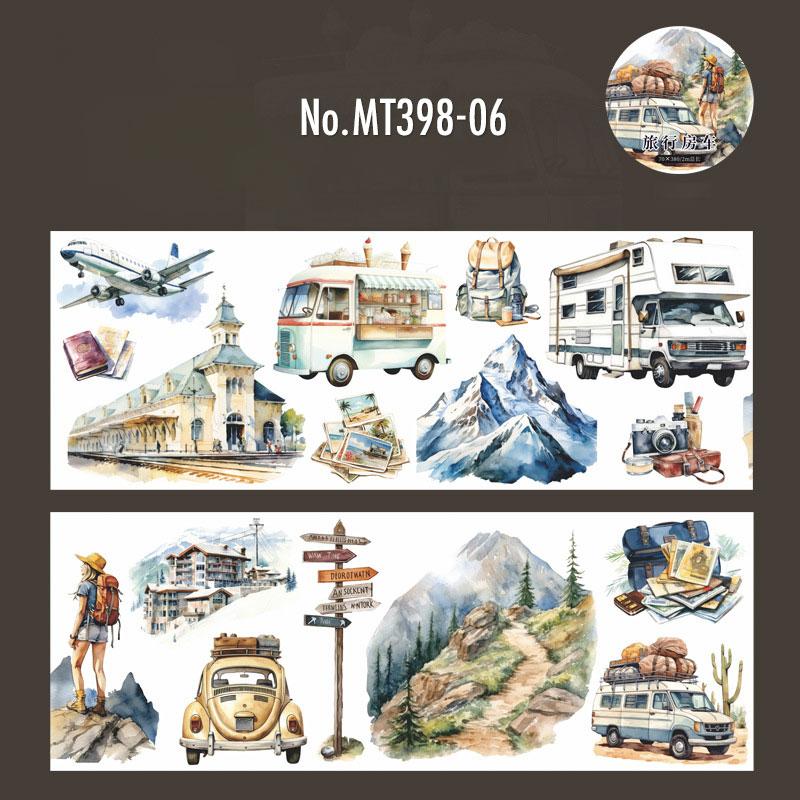MT398|旅行 列車 街並み 風景 和紙