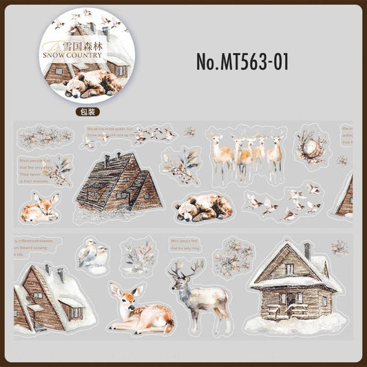 MT563|動物 小動物 冬 雪 キツネ ウサギ 鹿 シロクマ 熊 リス 冬眠 松ぼっくり