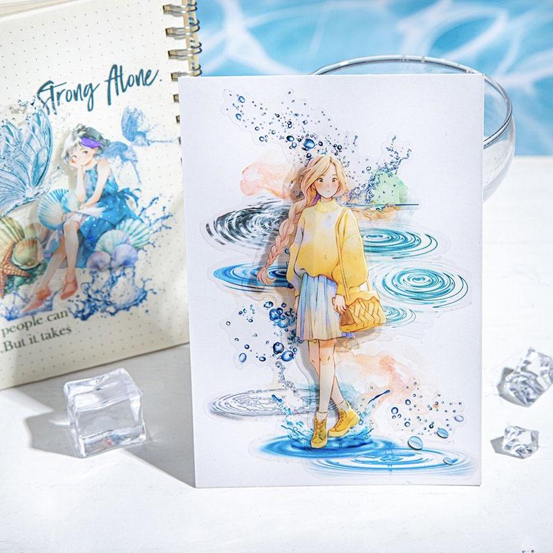 水滴・波紋・飛沫のカットライン入りPETロールシール