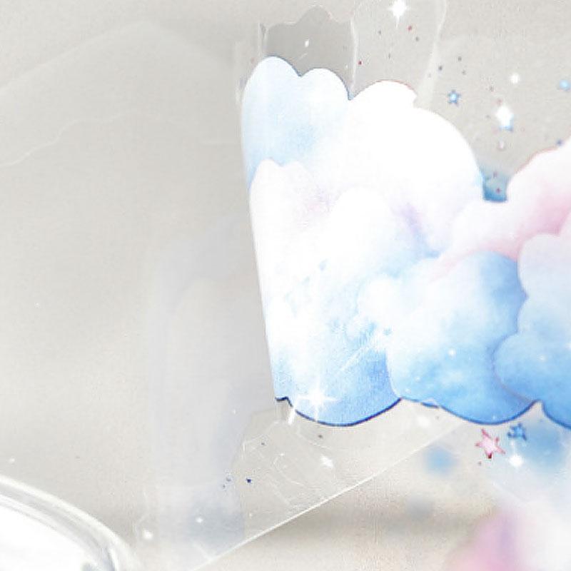 青空・曇り空・雨雲のカットライン入りPETロールシール