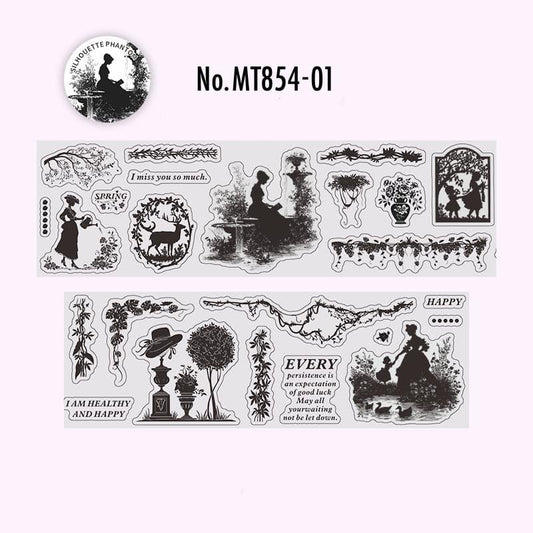 MT854|シルエット 影 人物 英字 音符 レトロ ヴィンテージ
