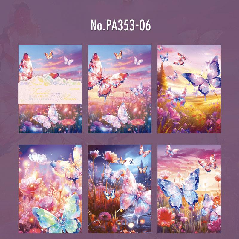 PA353|紙物素材 花 フラワー 蝶々 バタフライ 蝶