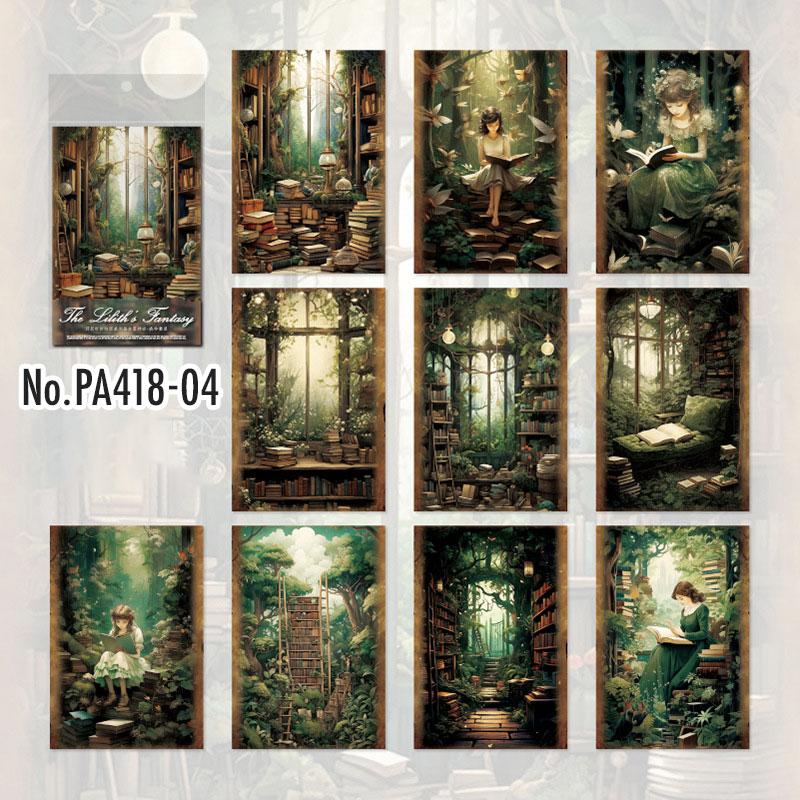 PA418|紙物素材 背景 風景 城 人物