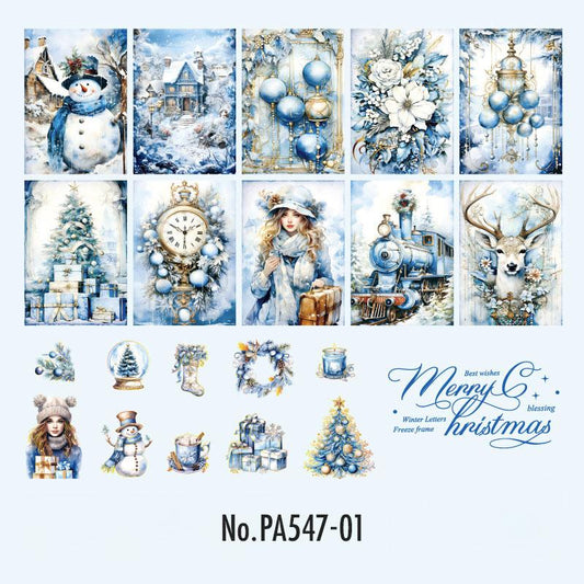 PA547|紙物素材 クリスマス ツリー 雪だるま プレゼント ベル リース 女の子 女性