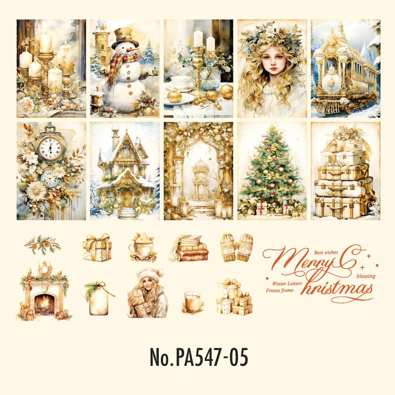 PA547|紙物素材 クリスマス ツリー 雪だるま プレゼント ベル リース 女の子 女性