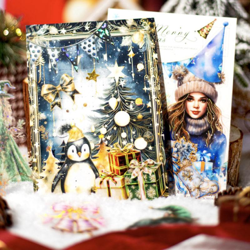 クリスマス・雪だるま・プレゼントのコラージュ素材紙