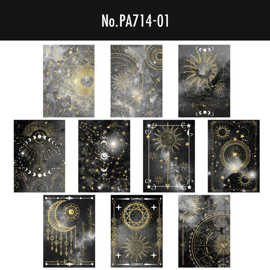 PA714|宇宙 星座 太陽 月 星 箔押し
