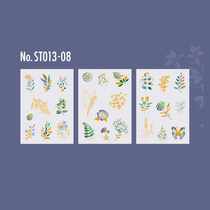 ST013|シール 花 箔押し