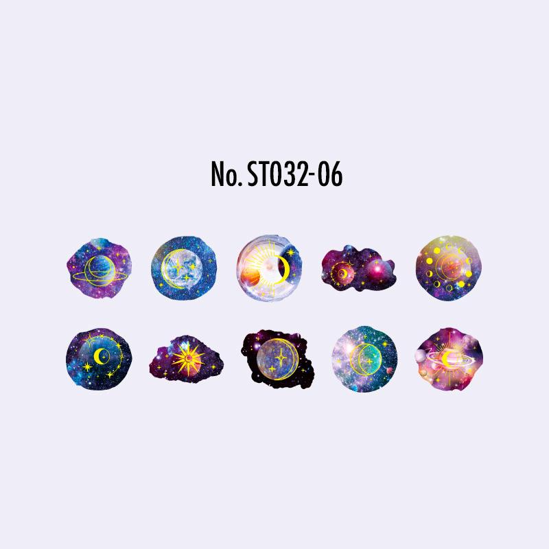 ST032|シール 宇宙 猫