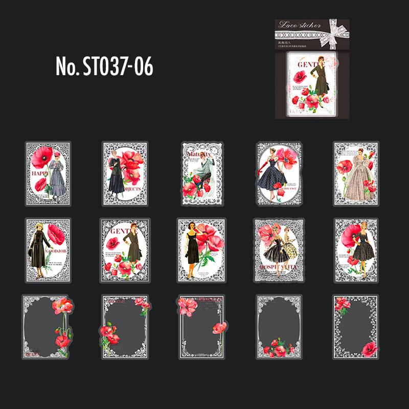 ST037|シール レース 人物 花 フラワー