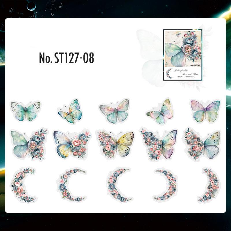 ST127|シール 蝶々 花 月 バタフライ 蝶