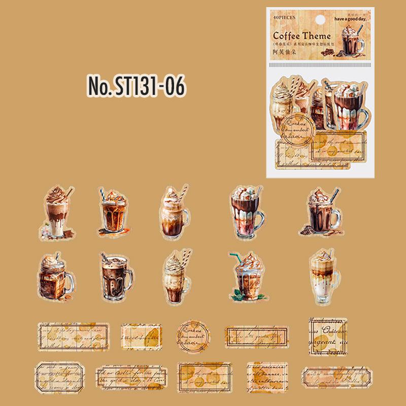 ST131|シール カフェ 珈琲 コーヒー 染め ラベル タグ和紙