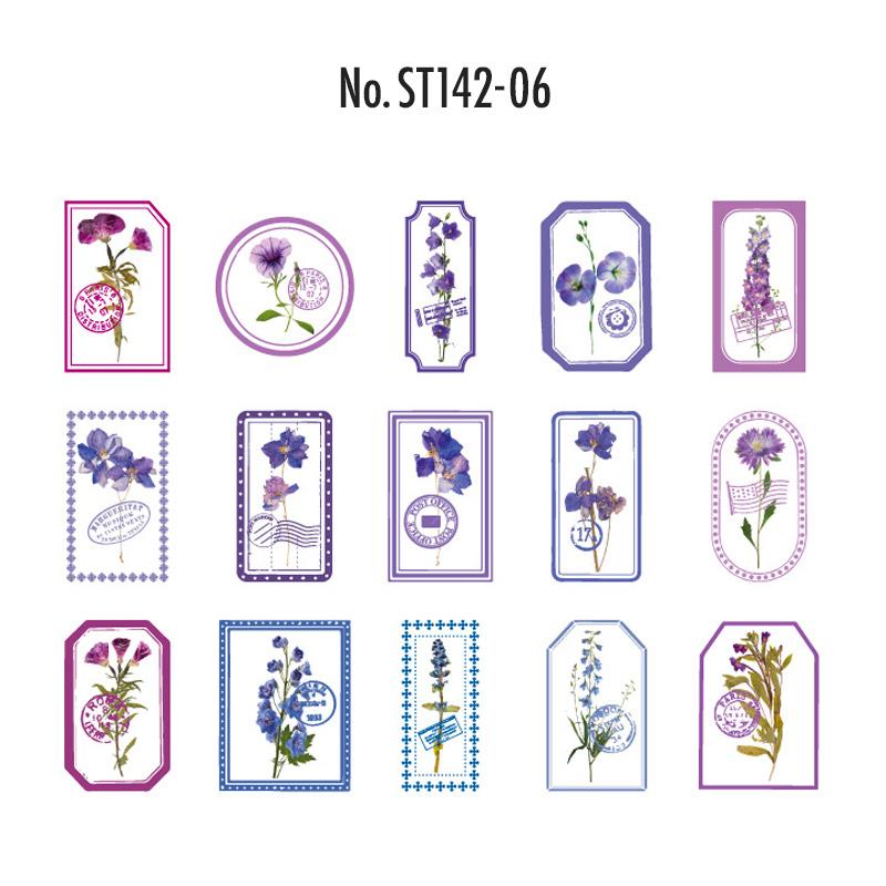 ST142|シール 花 葉っぱ 植物 タグ フレーム スタンプ