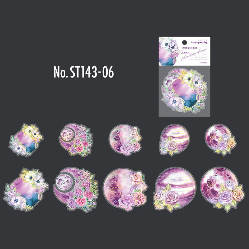 ST143|シール 宇宙 惑星 星 花 フラワー 植物