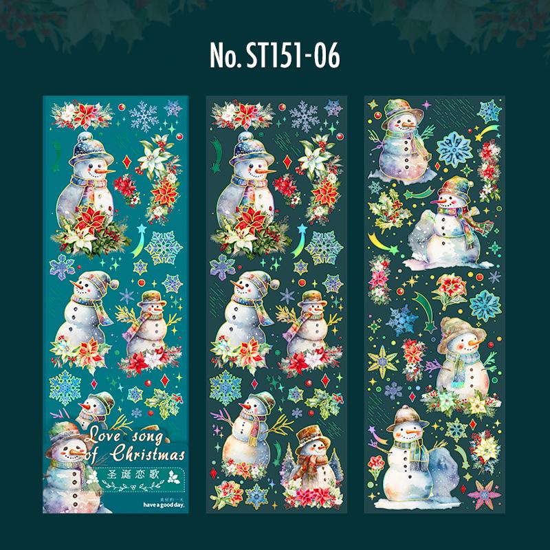ST151|シール クリスマス 雪だるま トナカイ ベル プレゼント スノーマン
