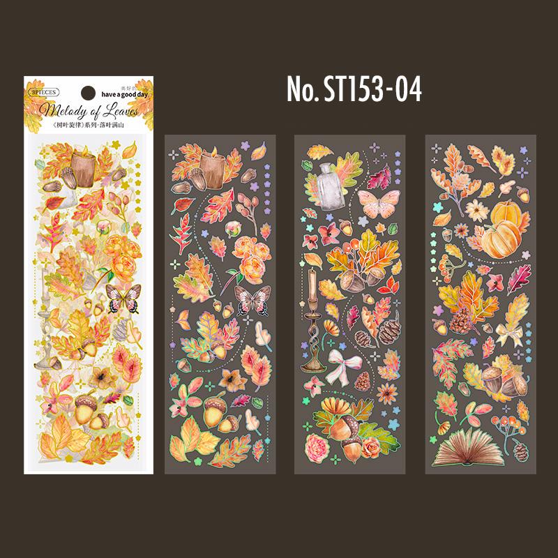 ST153|シール 紅葉 モミジ 銀杏 落葉 どんぐり