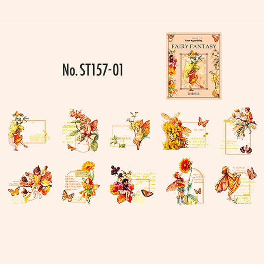 ST157|シール 妖精 フェアリー 花 蝶々 バタフライ 蝶
