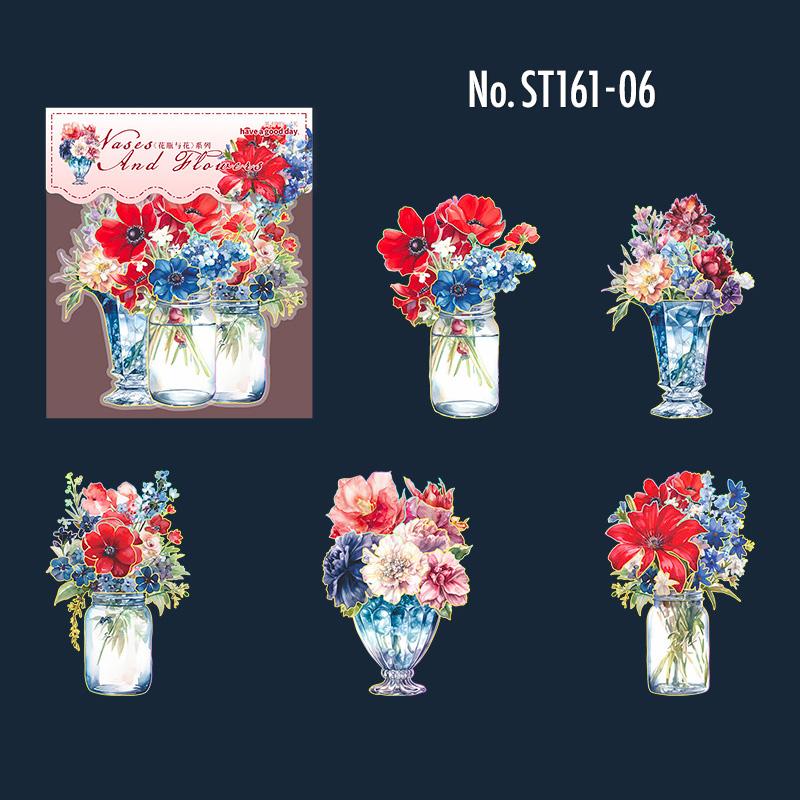 ST161|シール 花 フラワーベース 花瓶 ガラス瓶