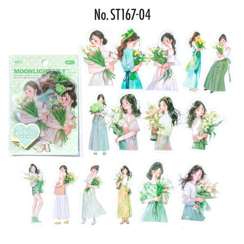 ST167|シール 人物 女性 かわいい 女の子
