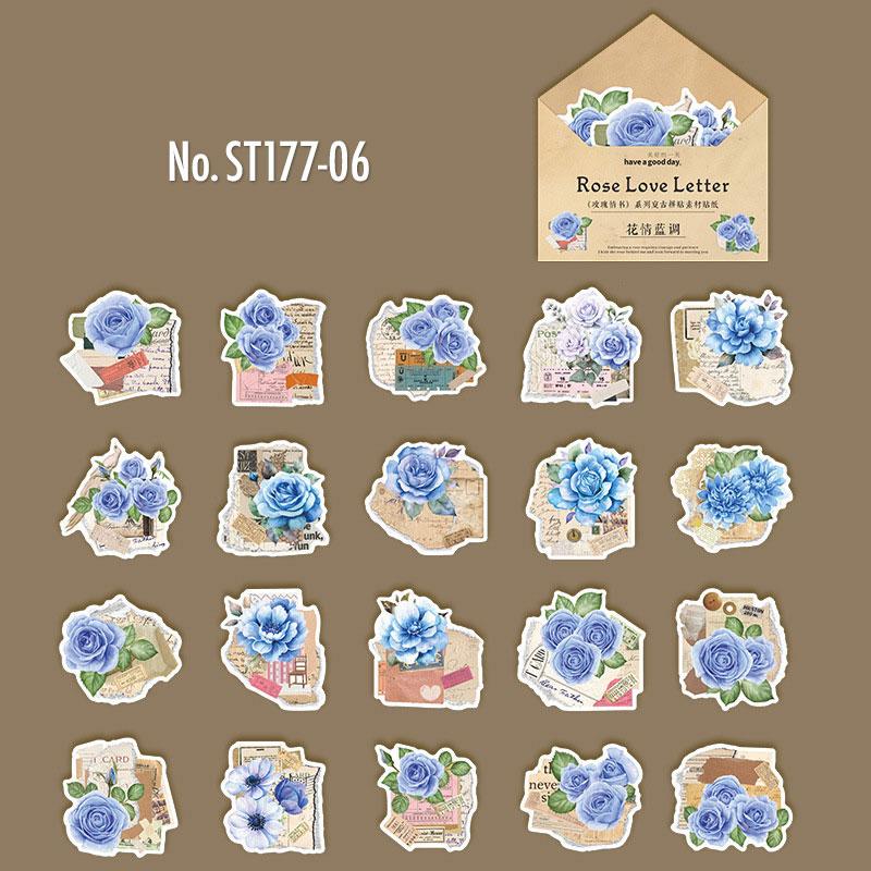 ST177|シール 薔薇 ローズ 手紙 ラブレター和紙