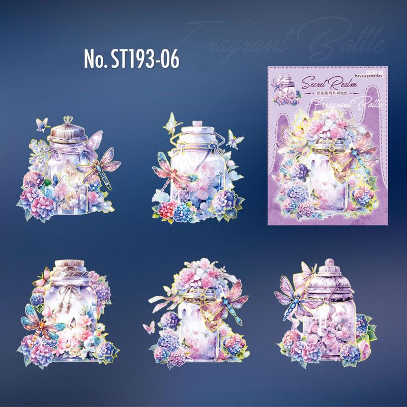 ST193|シール 花 ビン ガラス 瓶 ボトル キノコ