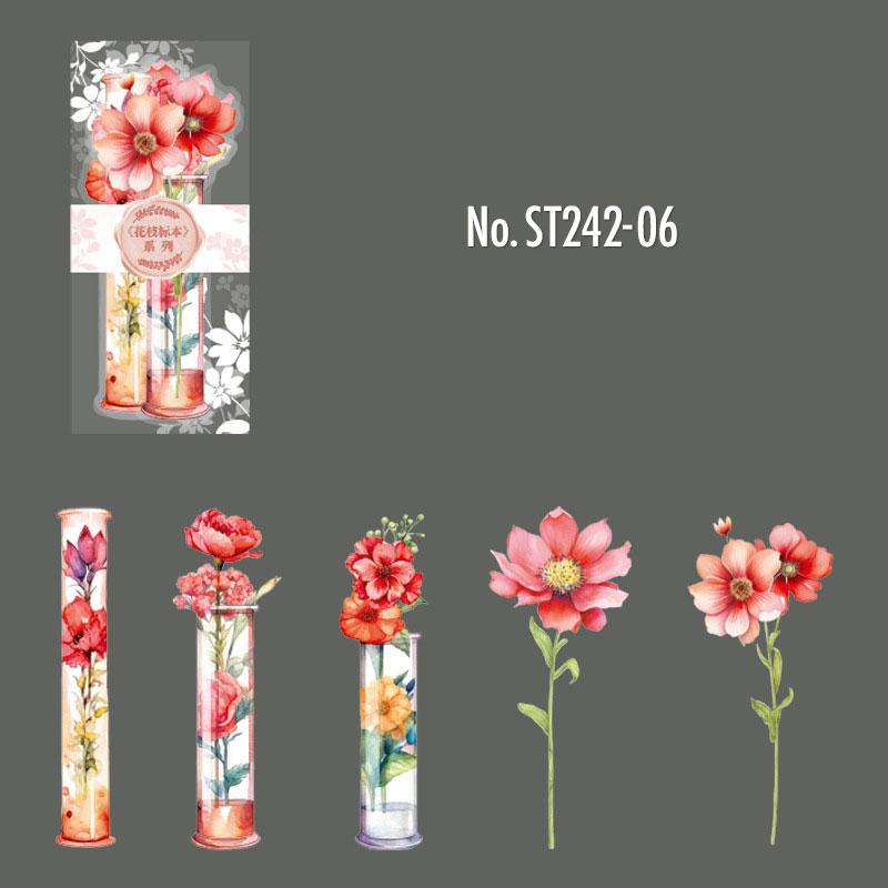 ST242|シール 花 一輪挿し 瓶