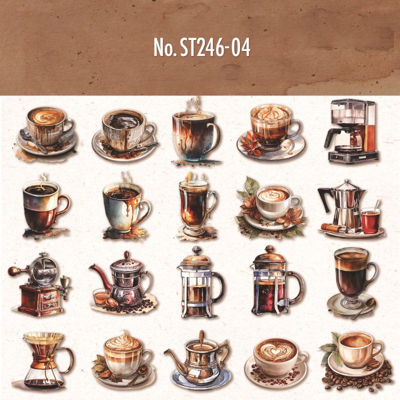 ST246|シール パン コーヒー 珈琲 本 古書
