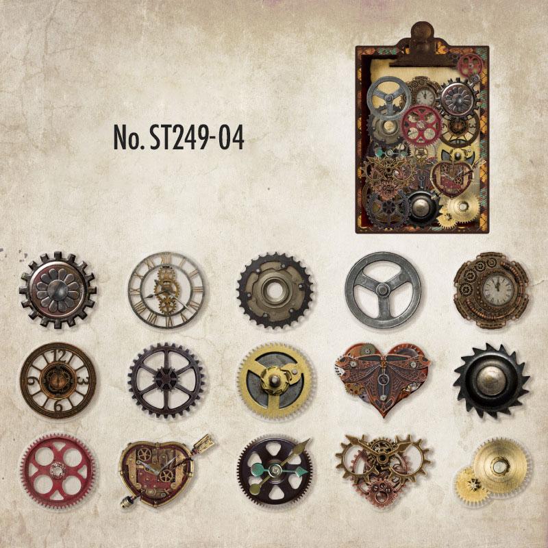ST249|シール 歯車 鍵 クリップ 金具