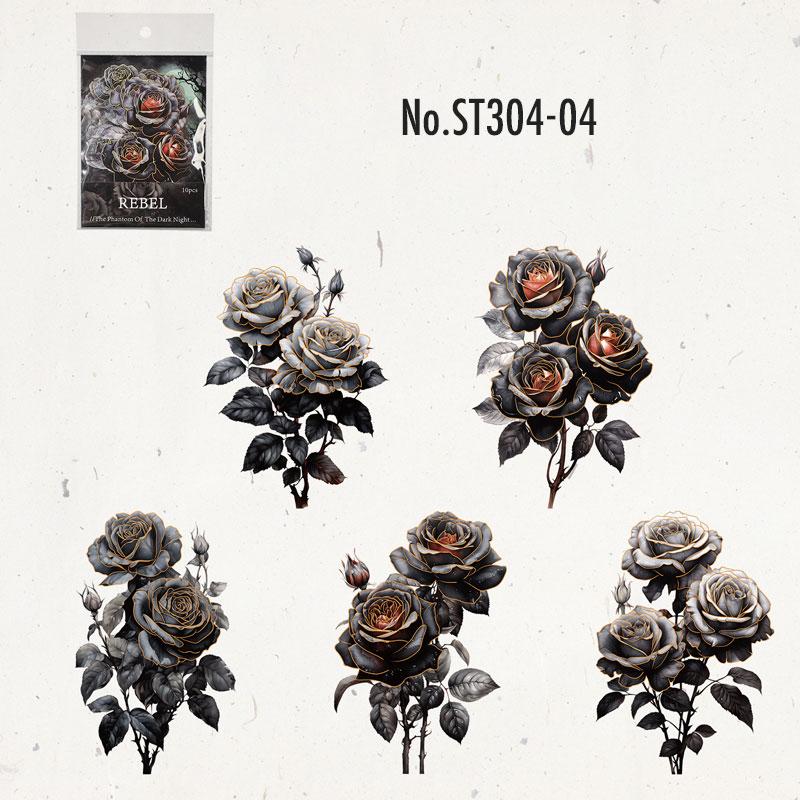 ST304|シール 花 バラ ローズ 薔薇