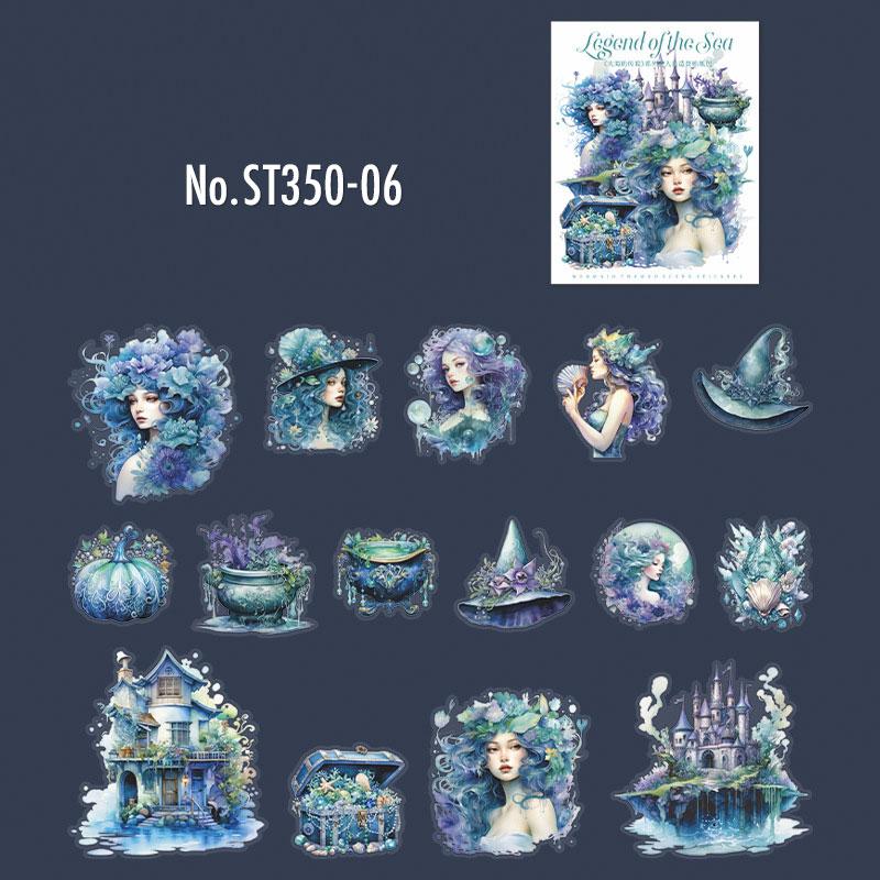 ST350|シール 人物 人魚 マーメイド 女の子 女性 海