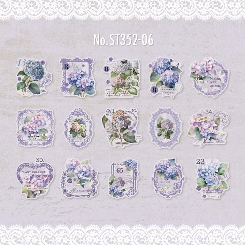 ST352|シール バラ ローズ 紫陽花 アジサイ 花