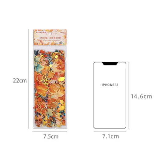 ST372|シール 葉っぱ 紅葉 ヒマワリ 植物 フレーク シール