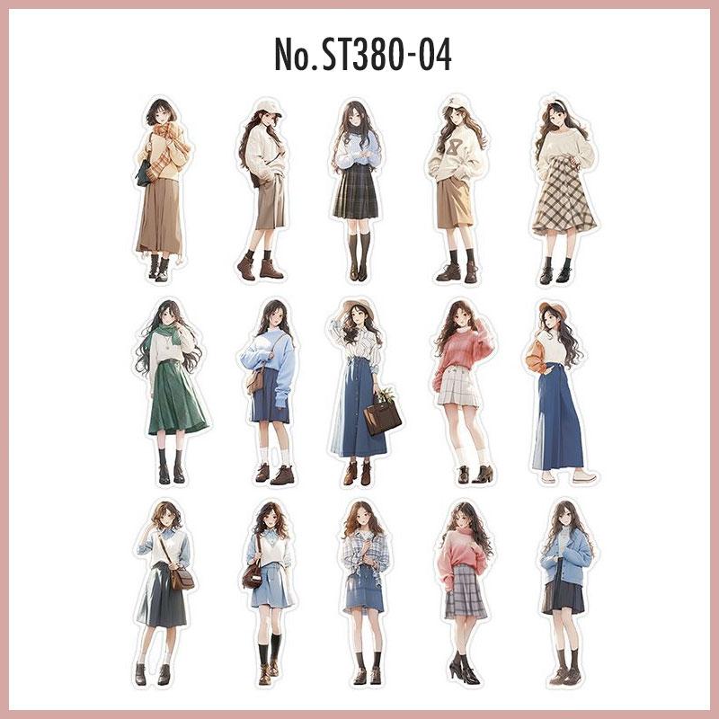 ST380|シール 人物 女性 女の子 フレーク シール