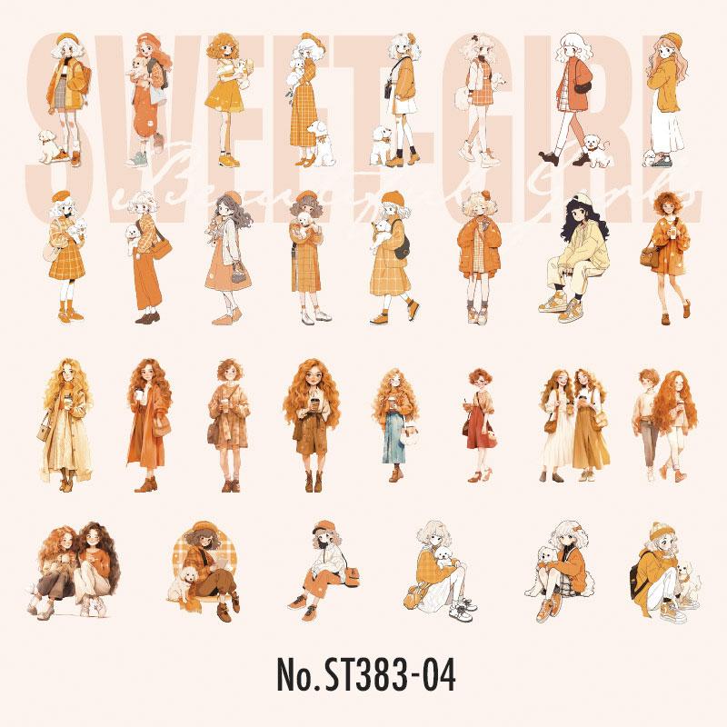 ST383|シール 人物 女の子 女性 フレーク シール