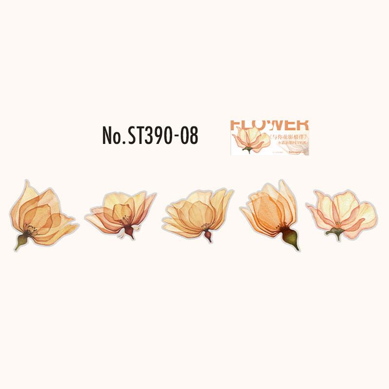 ST390|シール ユリ 薔薇 牡丹 花 バラ フレーク シール