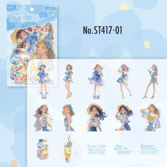ST417|シール 女の子 人物 女性 夏 海 水着