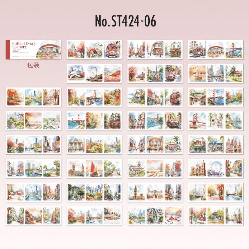 ST424|シール 風景 旅行 シールブック 冊子 和紙