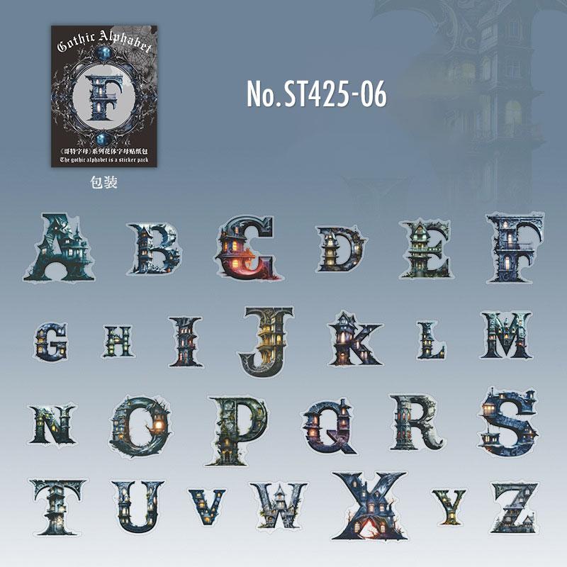 ST425|シール アルファベット イニシャル 英語 文字 バラ