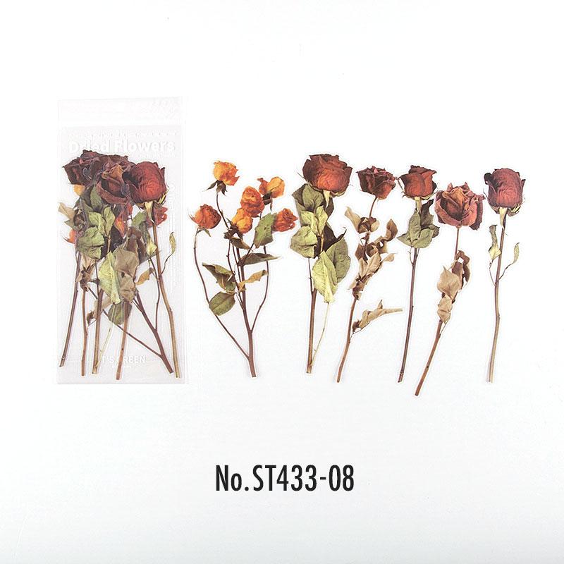 ST433|シール 花 ドライフラワー 押し花 バラ 薔薇