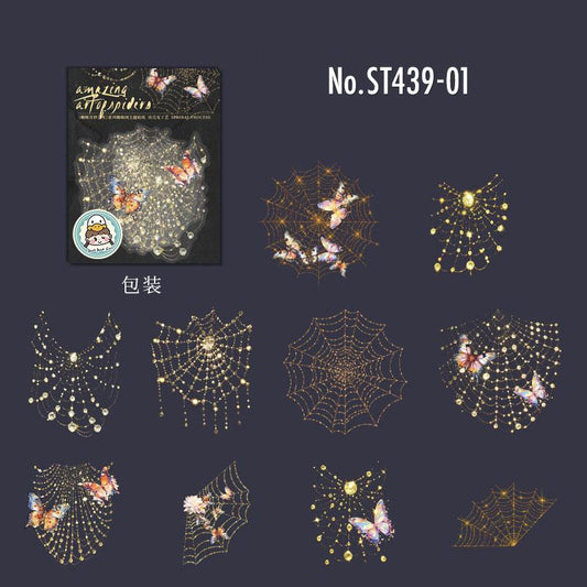 ST439|シール 蜘蛛の巣 蜘蛛 バタフライ 蝶