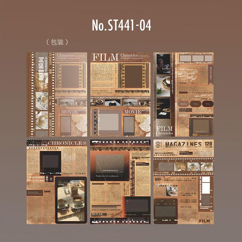 ST441|シール フィルム カメラ 英字 新聞