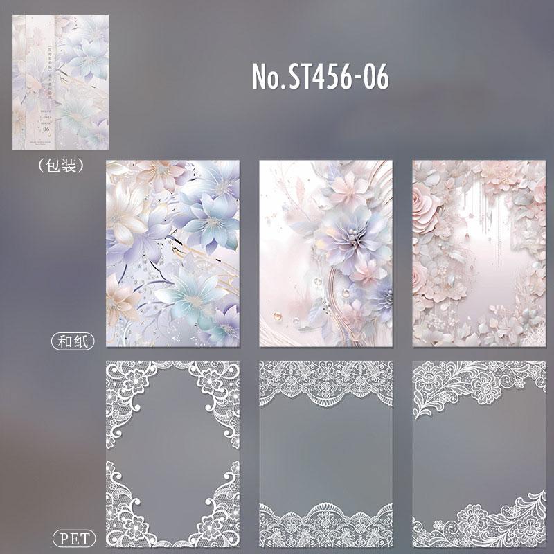 ST456|シール 花 蝶 和紙