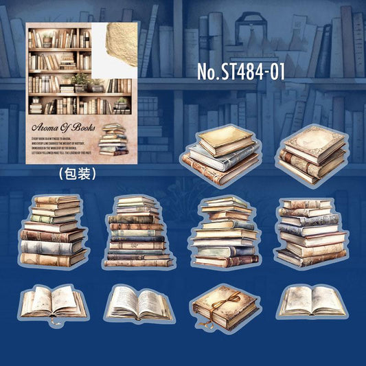 ST484|シール 本 手紙 羽ペン 書斎 インク 古書 タイプライター