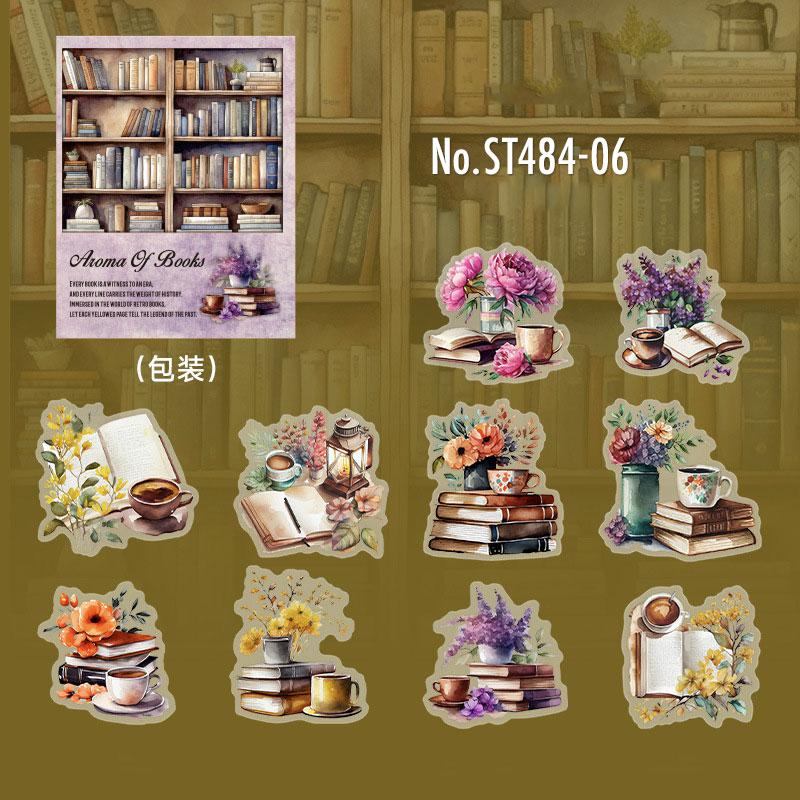 ST484|シール 本 手紙 羽ペン 書斎 インク 古書 タイプライター