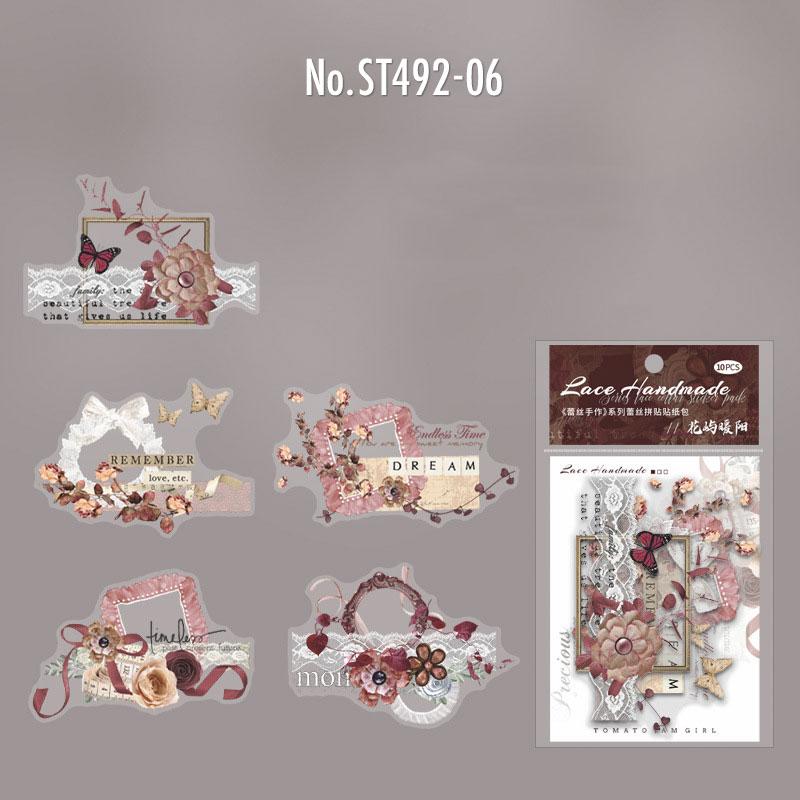 ST492|シール リボン レース 蝶 花 アクセント おしゃれ 装飾 ファッション
