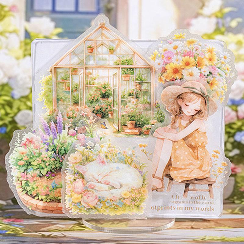 人物・女性・花のPETコラージュシール